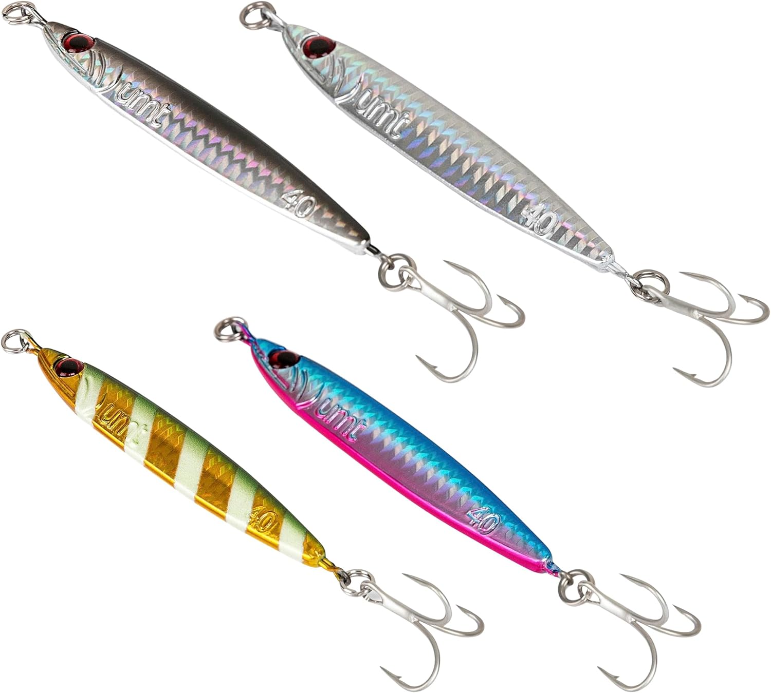 40g Multicolor Casting Jigs (8Pk) by UMT - Saltwater & Freshwater Fishing Jig for Sea Bass, Fluke, Porgy - Treble Hooks, Size: 8 Pack 40g Multicolor Casting Jigs (8Pk) by UMT - Saltwater & Freshwater Fishing Jig for Sea Bass, Fluke, Porgy - Treble Hooks, Size: 8 Pack