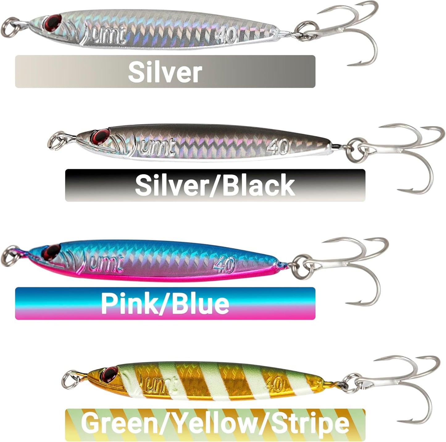 Multi-Color Casting Jigs (40g/60g) Fluke, Bass, Saltwater & Freshwater 4 and 8 pack