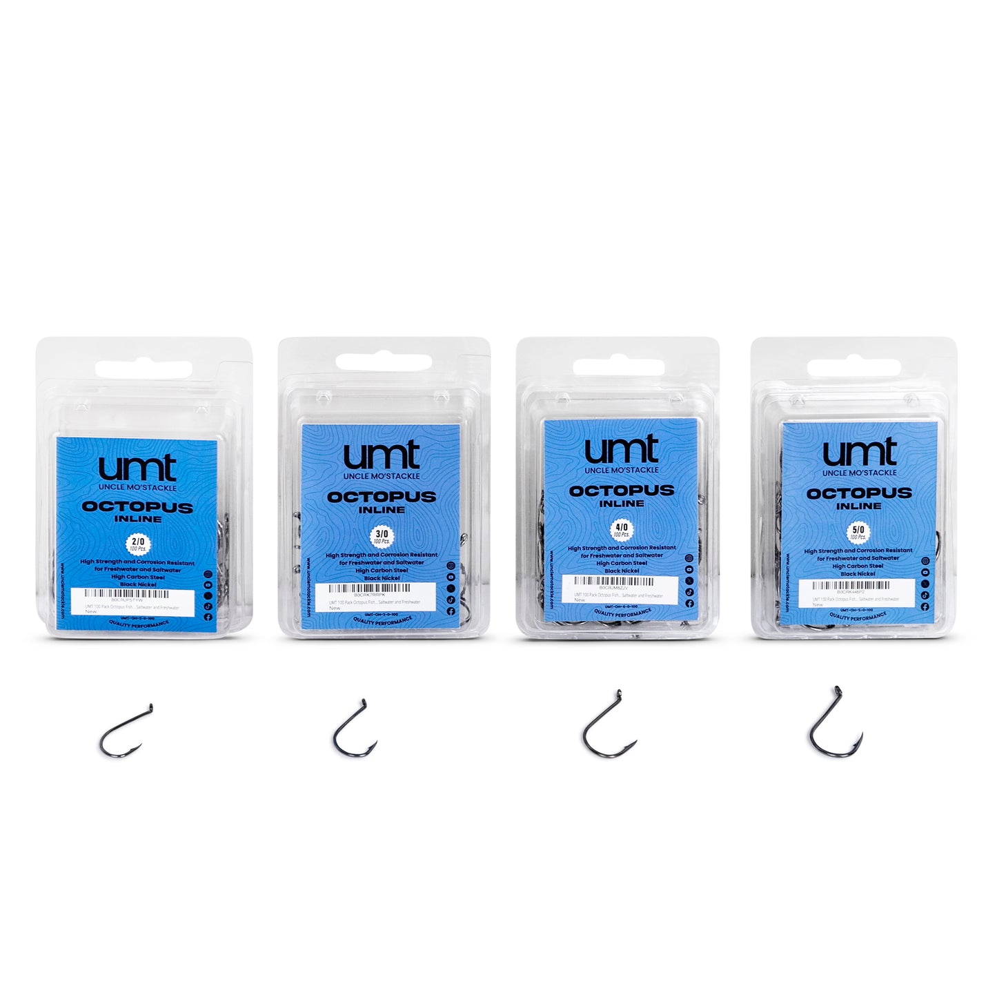 Octopus Fishing Hooks 2/0-5/0 - Black Nickel Steel