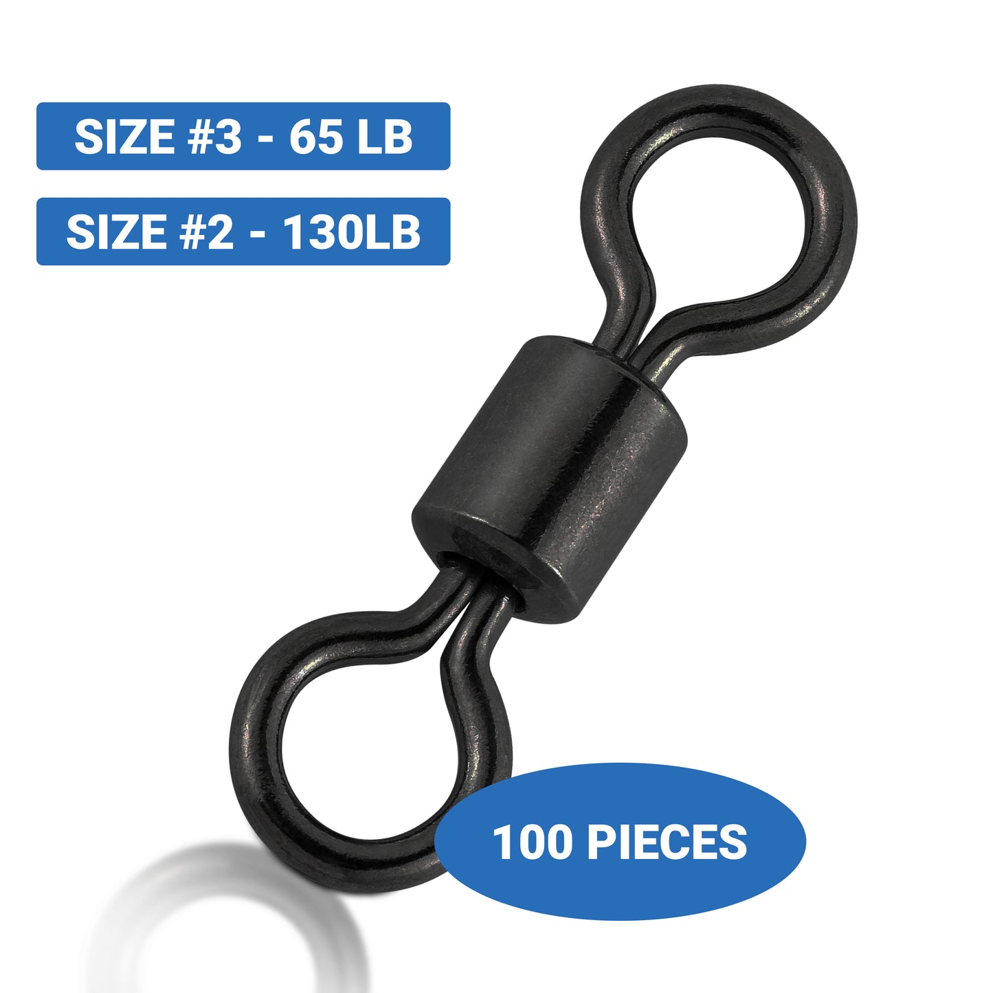 Ball Bearing Swivels (100 Pack) Sizes 2 & 3 (130lb & 65lb) Saltwater & Freshwater