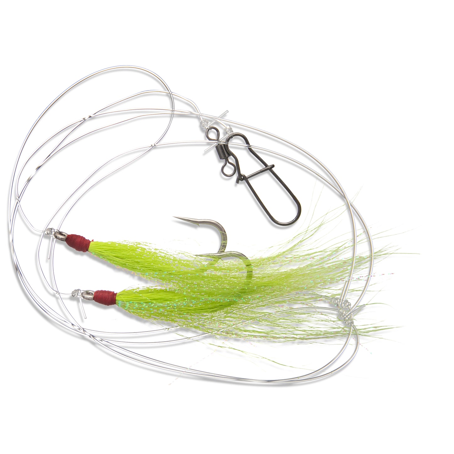 BUCKTAIL Teaser Fluke Flounder Hi/Lo Fishing Rig 1, 5, 10 pack, White, Pink, Chartreuse