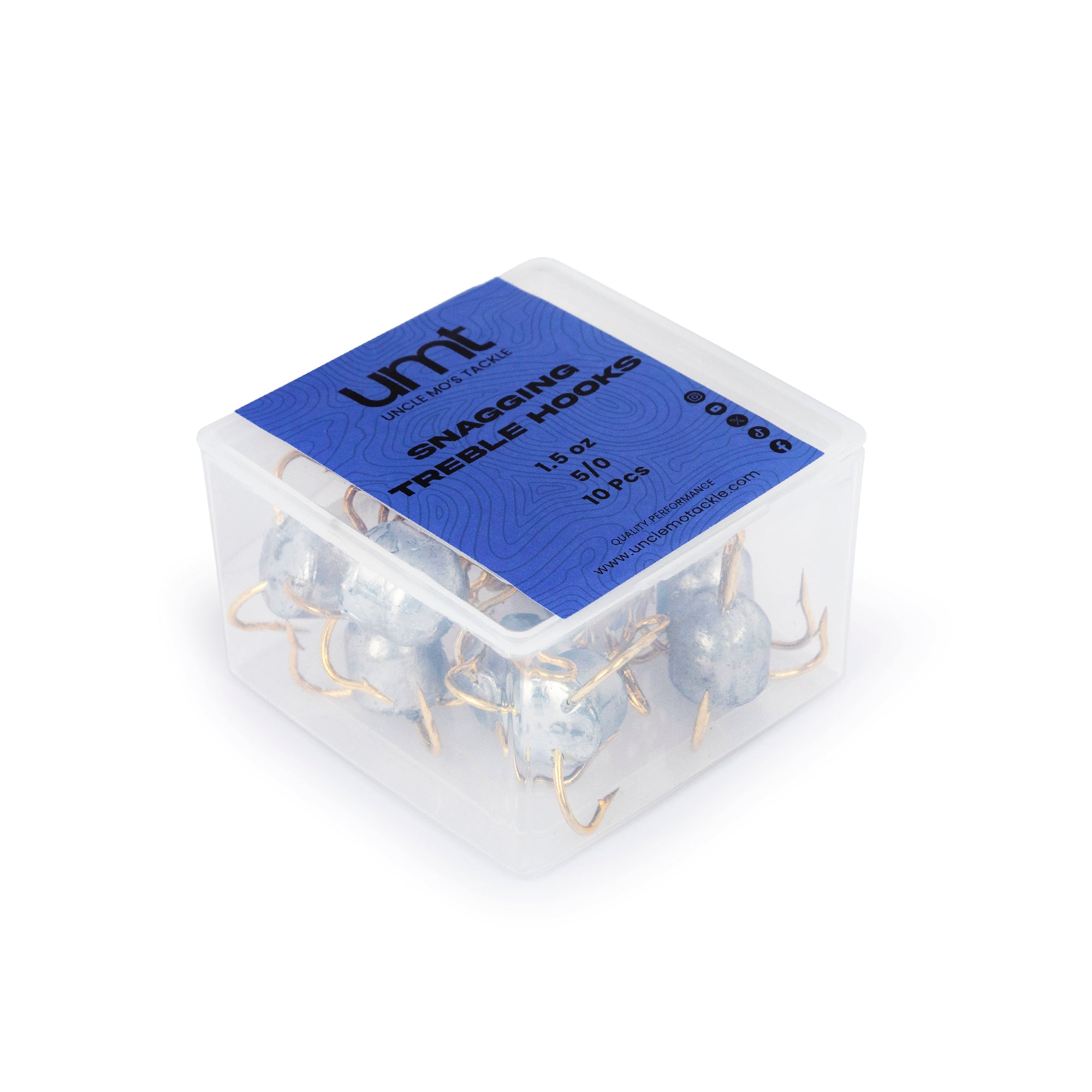 Snagging Treble Hooks 5/0 (1.5oz) – 4X Strong for Bunker, Bait, Bass & Trout – Available in 5 & 10 Packs