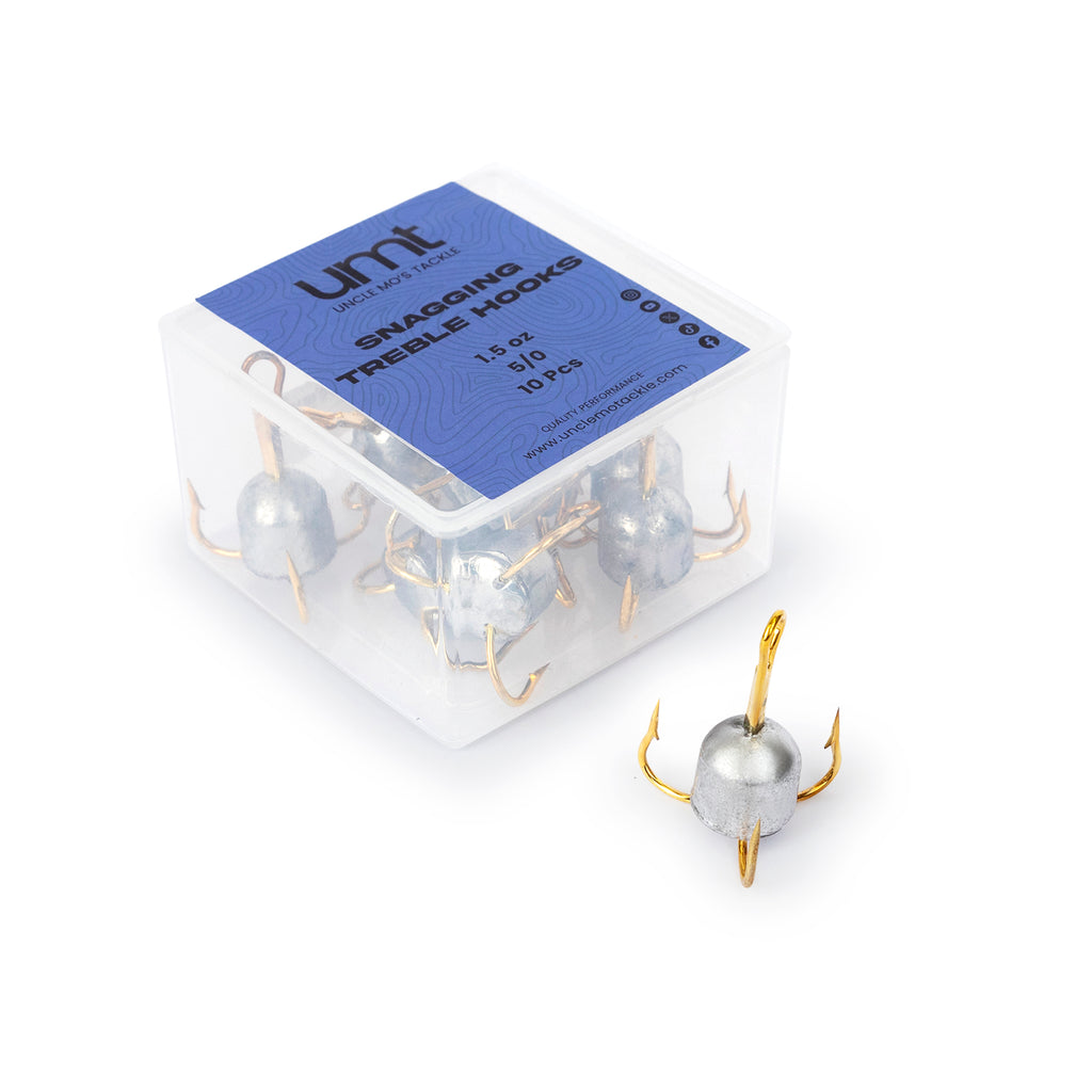 Snagging Treble Hooks 5/0 (1.5oz) – 4X Strong for Bunker, Bait, Bass & Trout – Available in 5 & 10 Packs