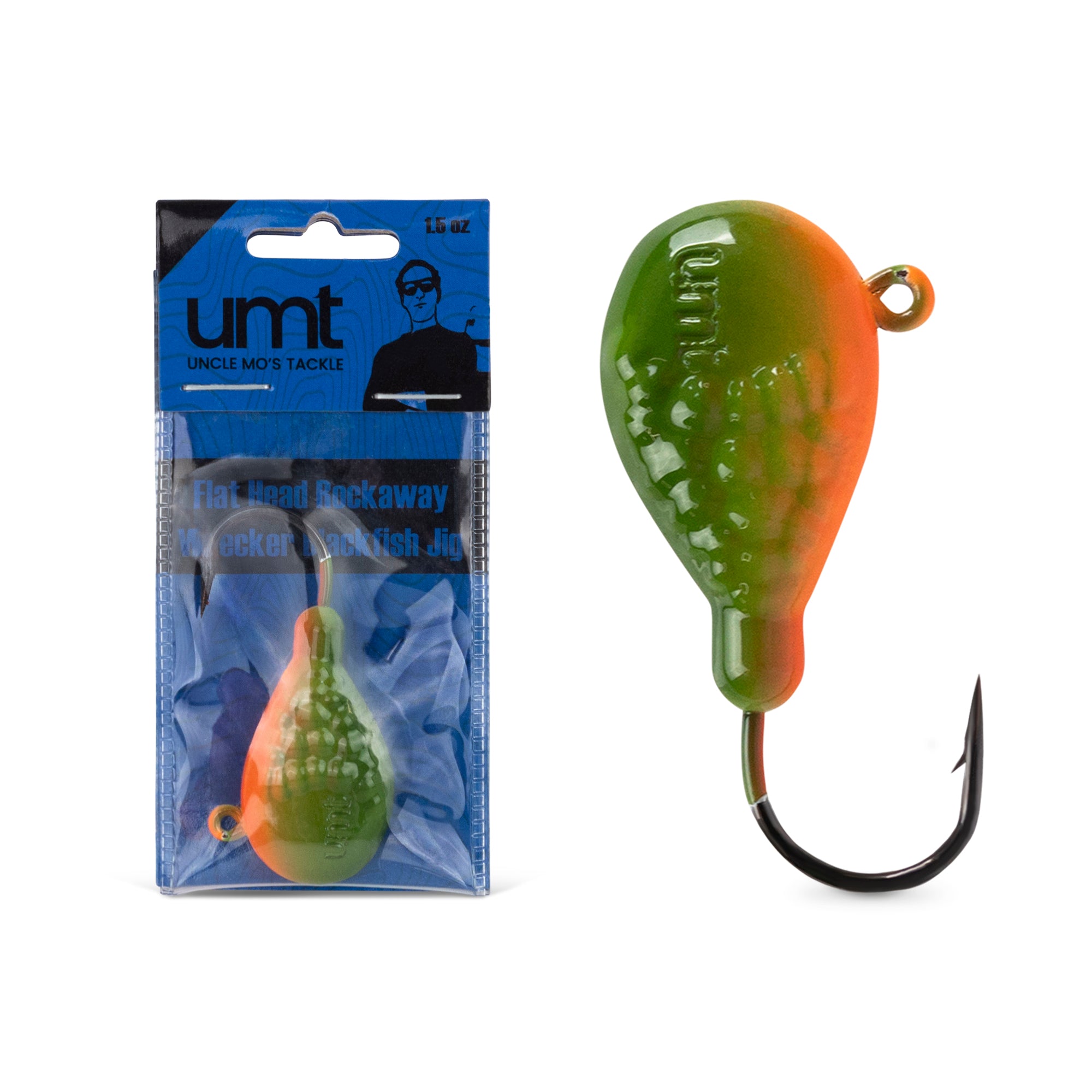 Flat Head 1.5oz Rockaway Wrecker Blackfish Jig - 1, 5, 10 Pack options
