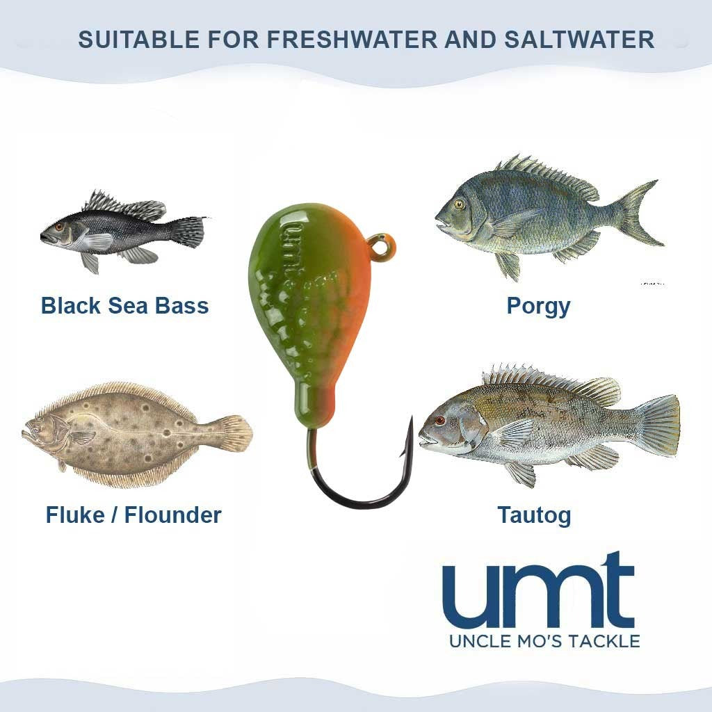 Flat Head 1.5oz Rockaway Wrecker Blackfish Jig - 1, 5, 10 Pack options