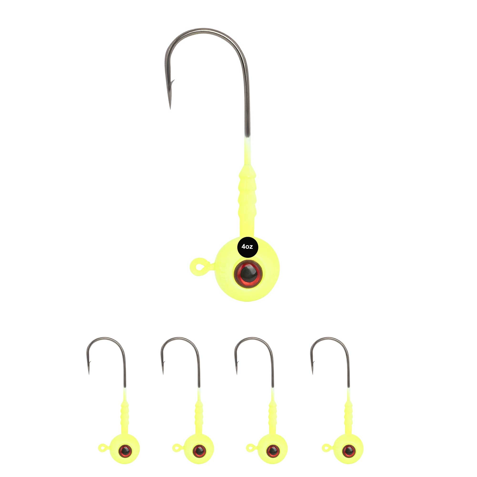 Fluke Jigs - White & Chartreuse  2oz, 3oz, 4oz - 1, 5, 10 Pack Options