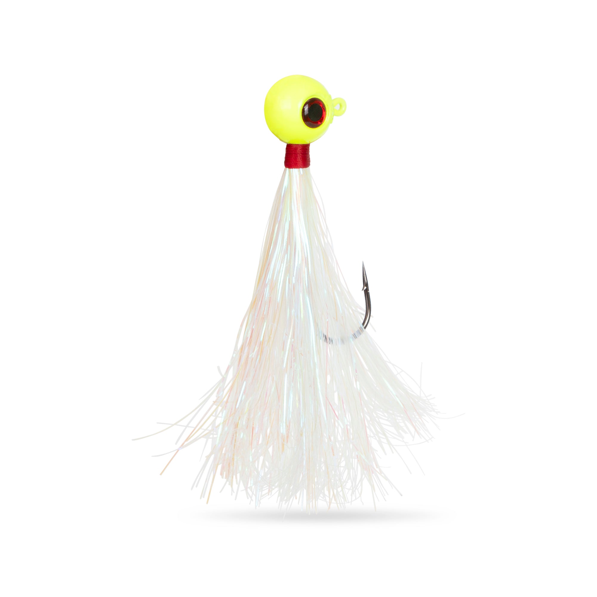 Fluke Jigs Set with Mylar Teaser - White & Chartreuse 2oz, 3oz, 4oz - 1, 5, 10 Pack Options