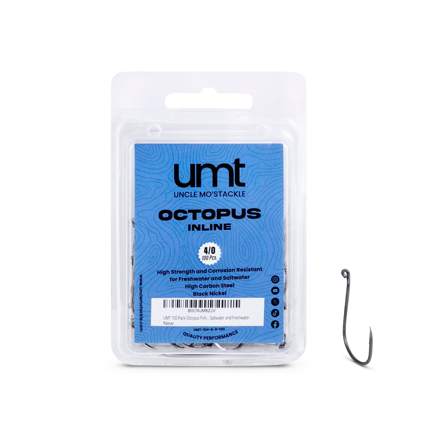 Octopus Fishing Hooks 2/0-5/0 -  Black Nickel Steel