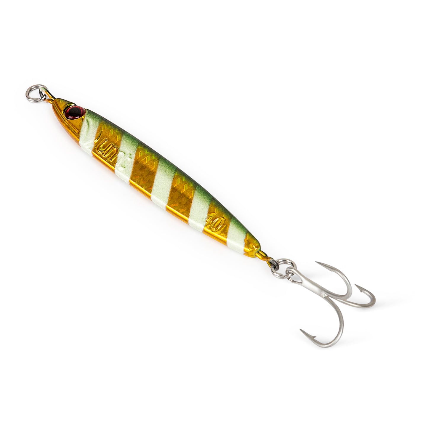 treble hook 40 gram casting jig - green yellow stripe 