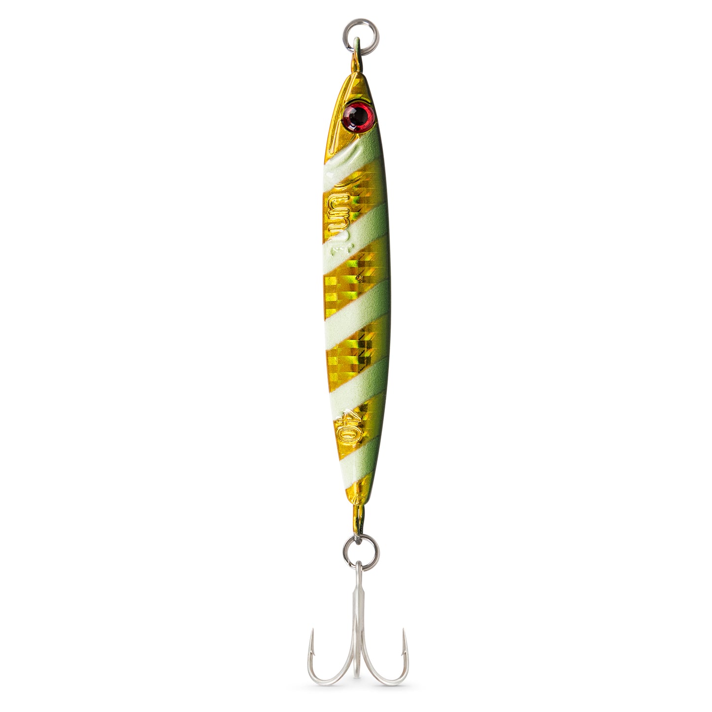 treble hook 40 gram casting jig - green yellow stripe 