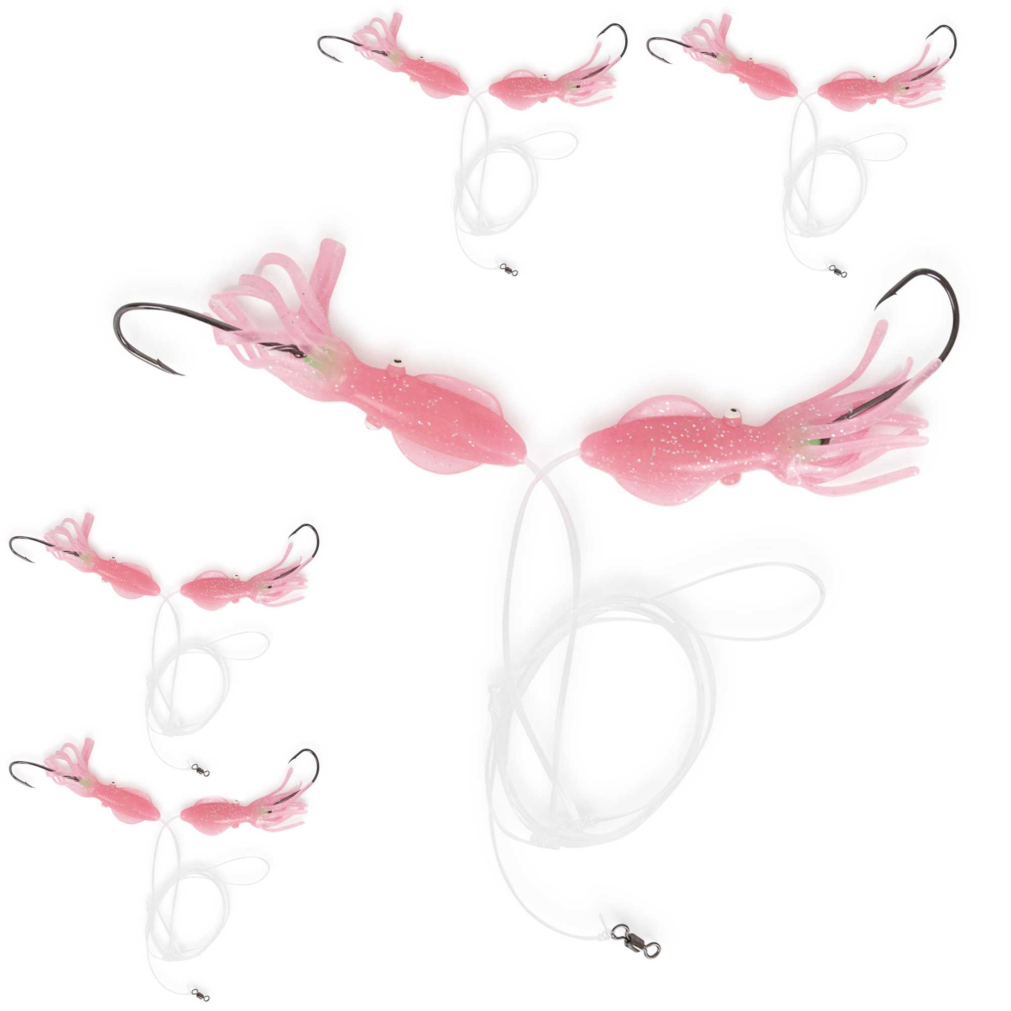 Grouper/Snapper Hi-Lo 3" Pink Fat Squid Teaser Rigs