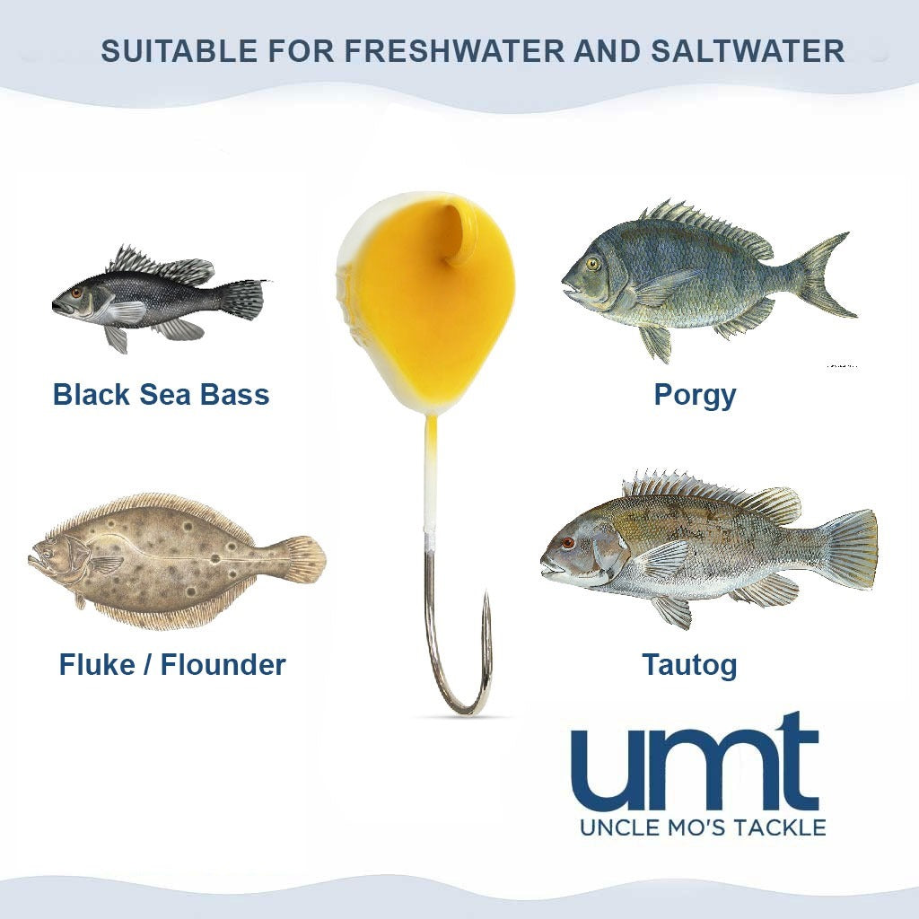 UMT White Chin Wrecker Blackfish Jig – 2oz White Legger & Greenie – 1, 5, or 10 Pack Options