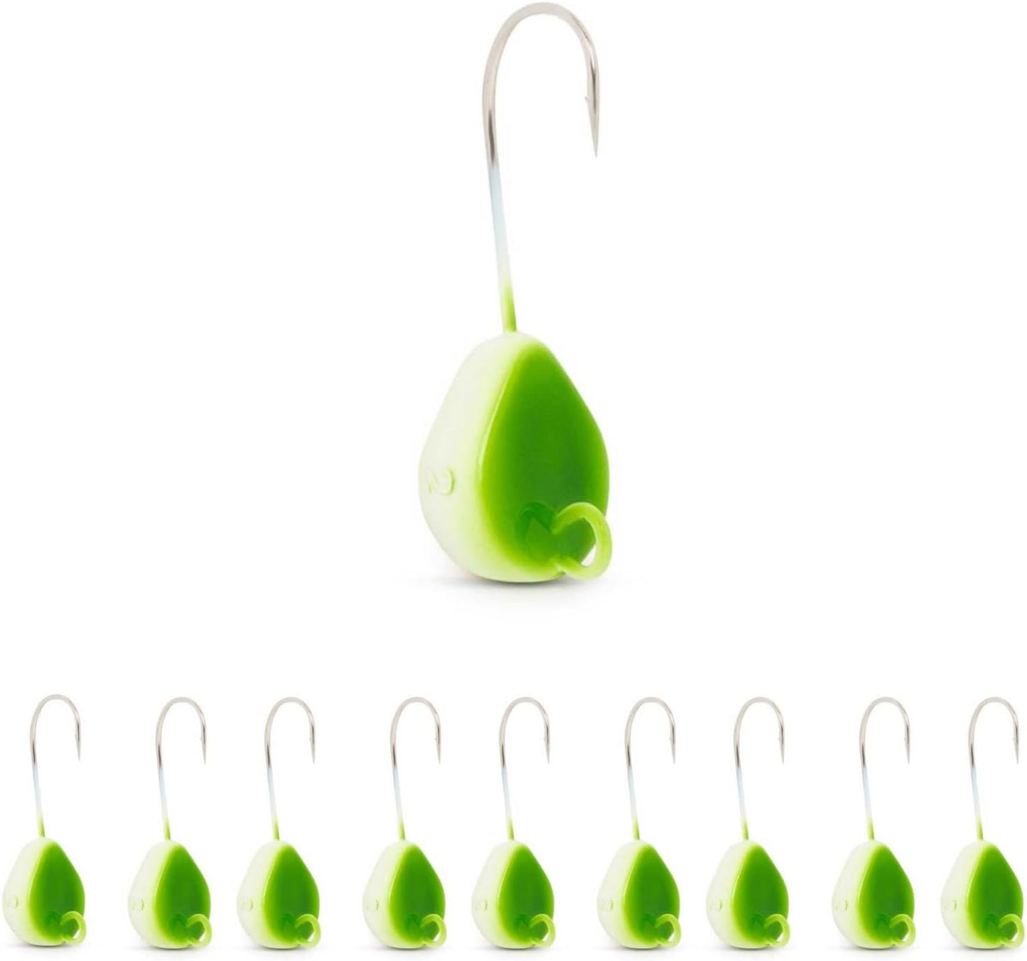 UMT White Chin Wrecker Blackfish Jig – 2oz White Legger & Greenie – 1, 5, or 10 Pack Options