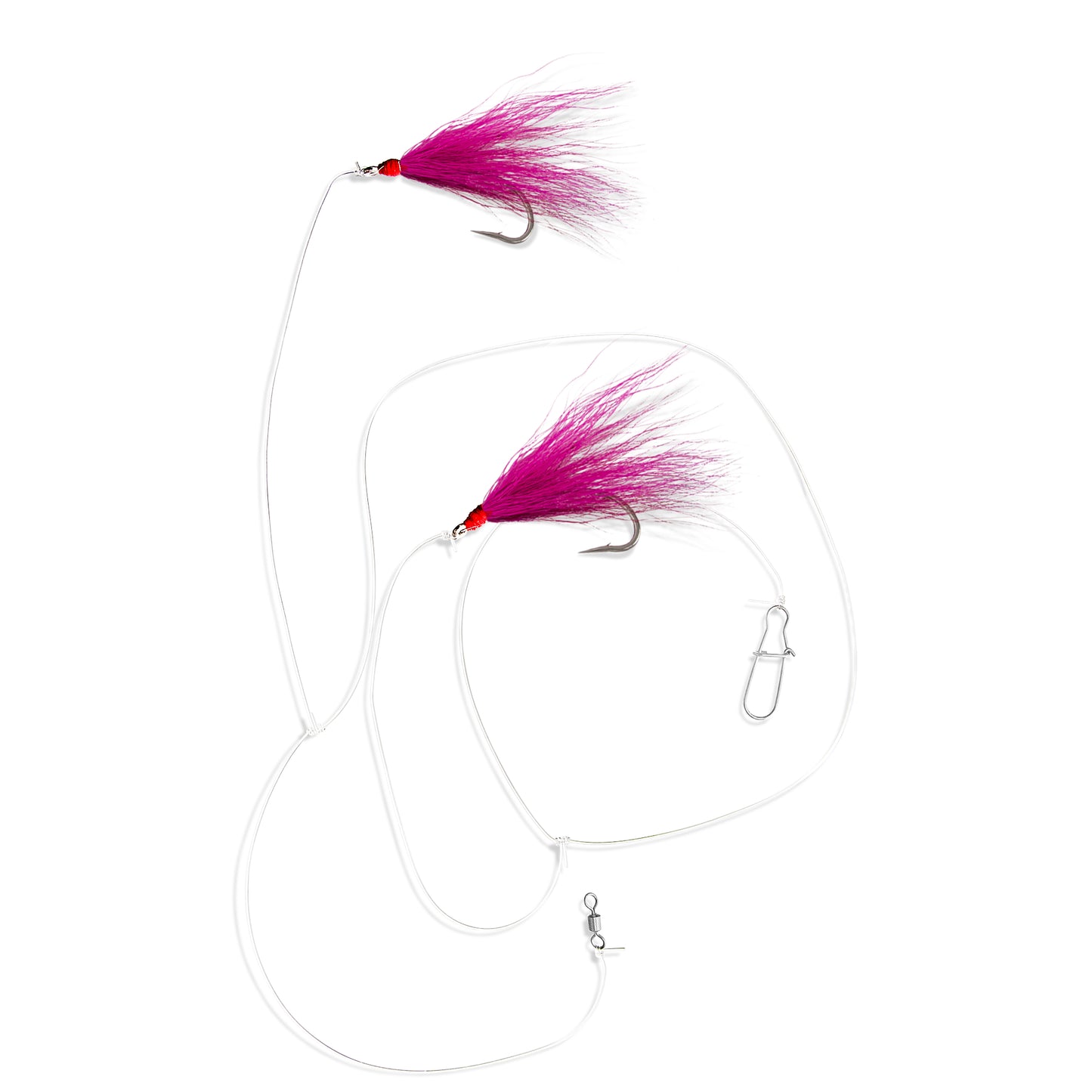 BUCKTAIL Teaser Fluke Flounder Hi/Lo Fishing Rig 1, 5, 10 pack, White, Pink, Chartreuse